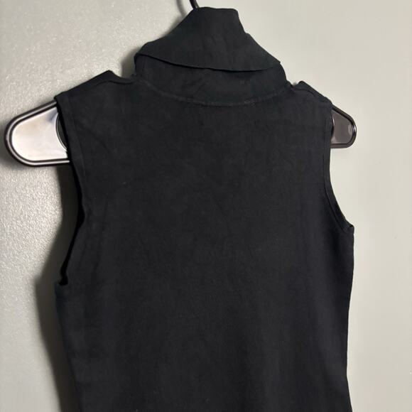 Vintage 90s Joseph A Silk Blend Women’s Sleeveless Tank Top Turtleneck Black S - Picture 6 of 12